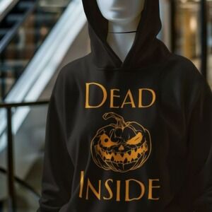 Dead Inside Pumpkin Halloween Hoodie Mens‎ Funny Graphic Sweatshirt